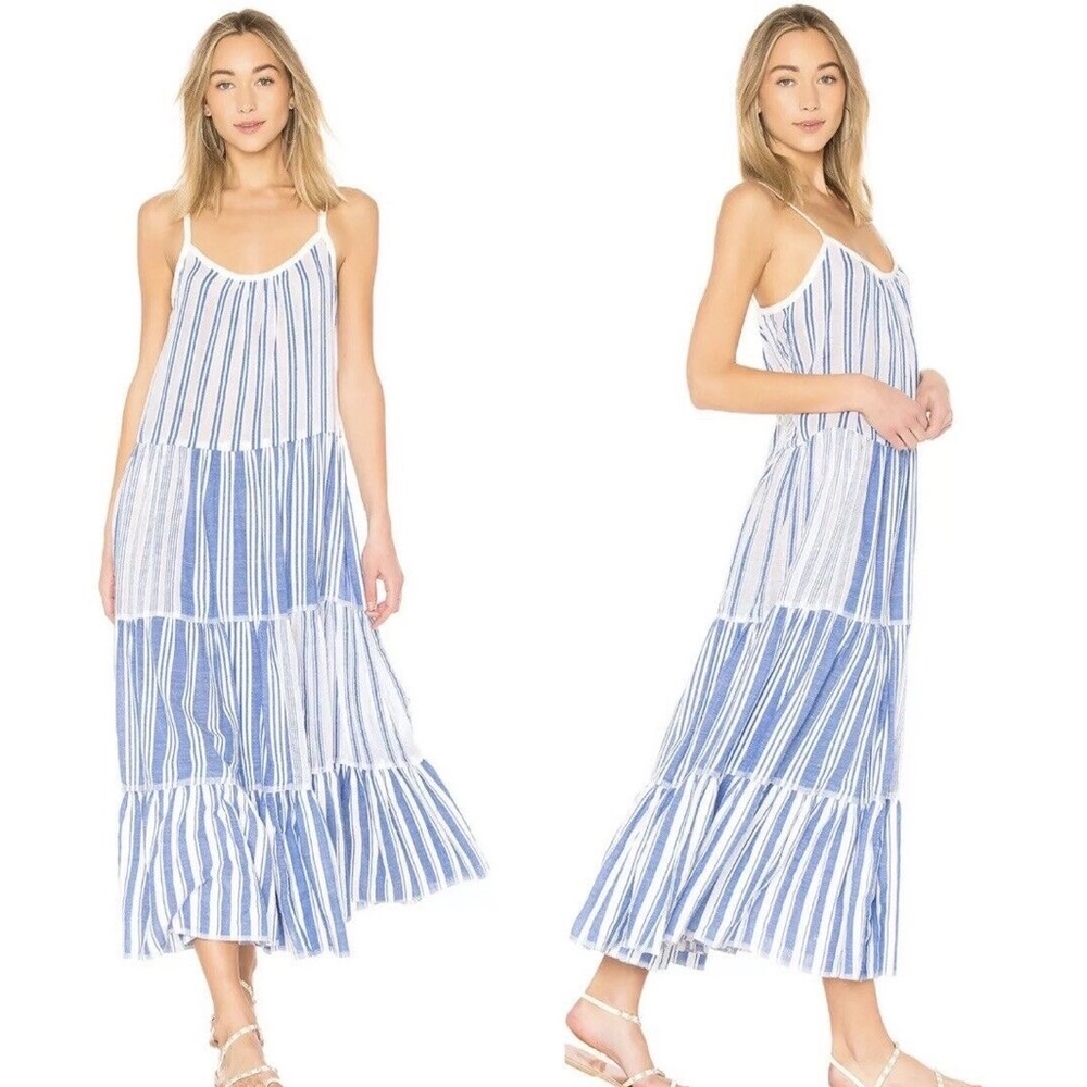 Lemlem Alfie Blue Striped Maxi Dress